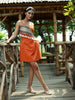 orange wrap around dress