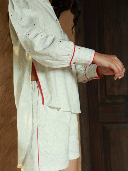 White Linen Embroidered Shirt nieshfashion