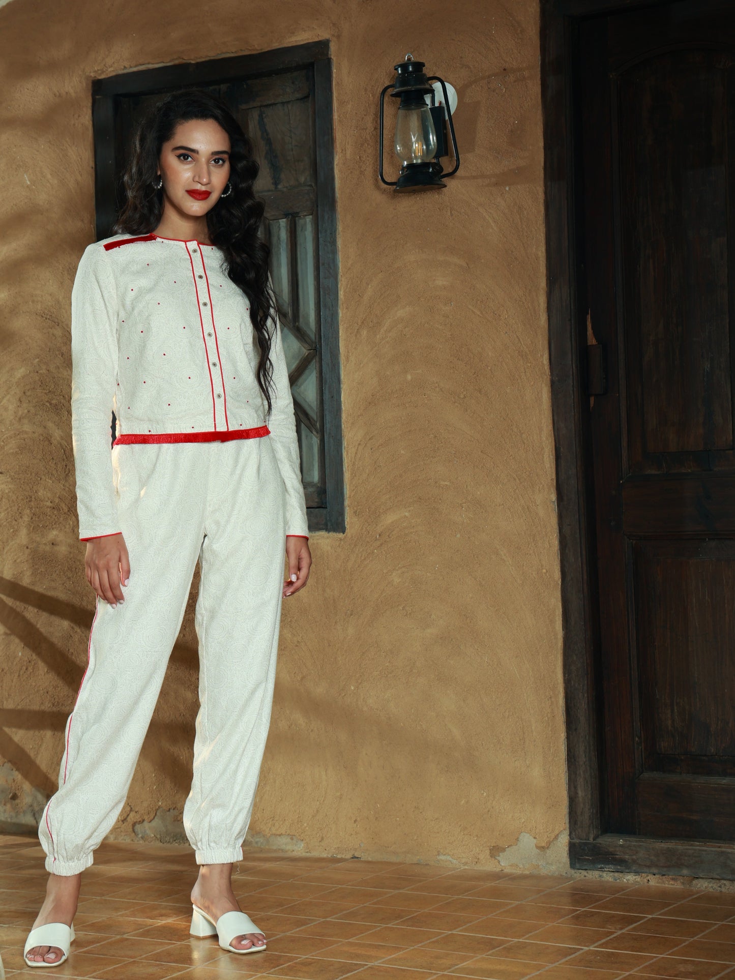 White Embroidered 2 piece cordset nieshfashion