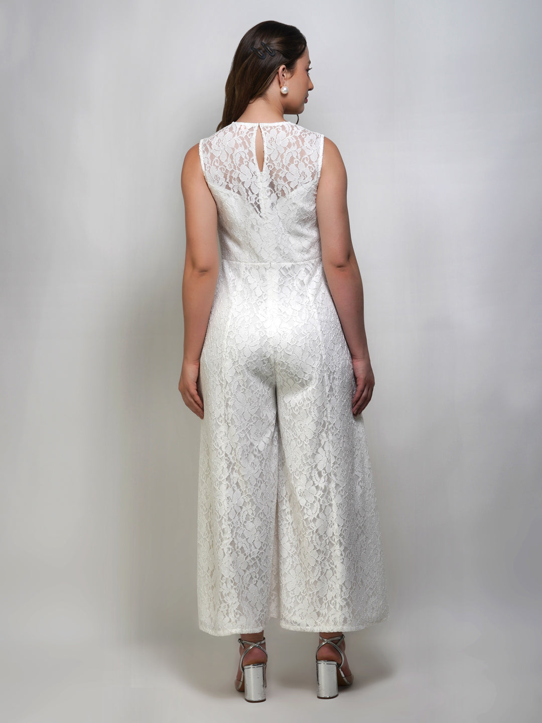 Sleevless Flared Lace Jumpsuit