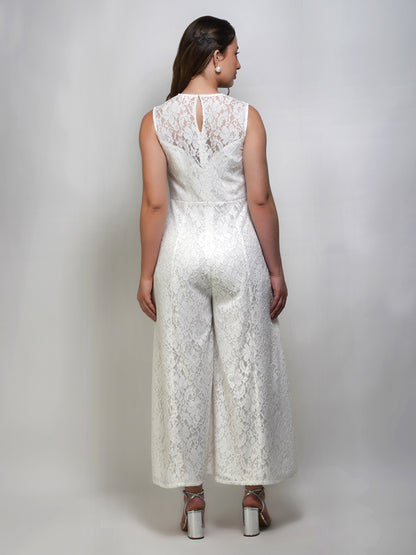 Sleevless Flared Lace Jumpsuit