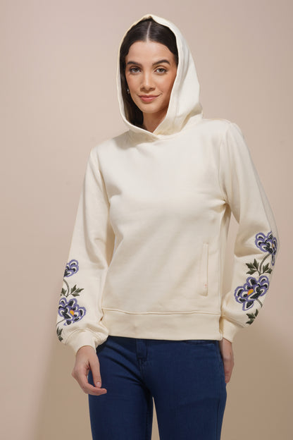 Embroidered Sleeves Hoodie nieshfashion