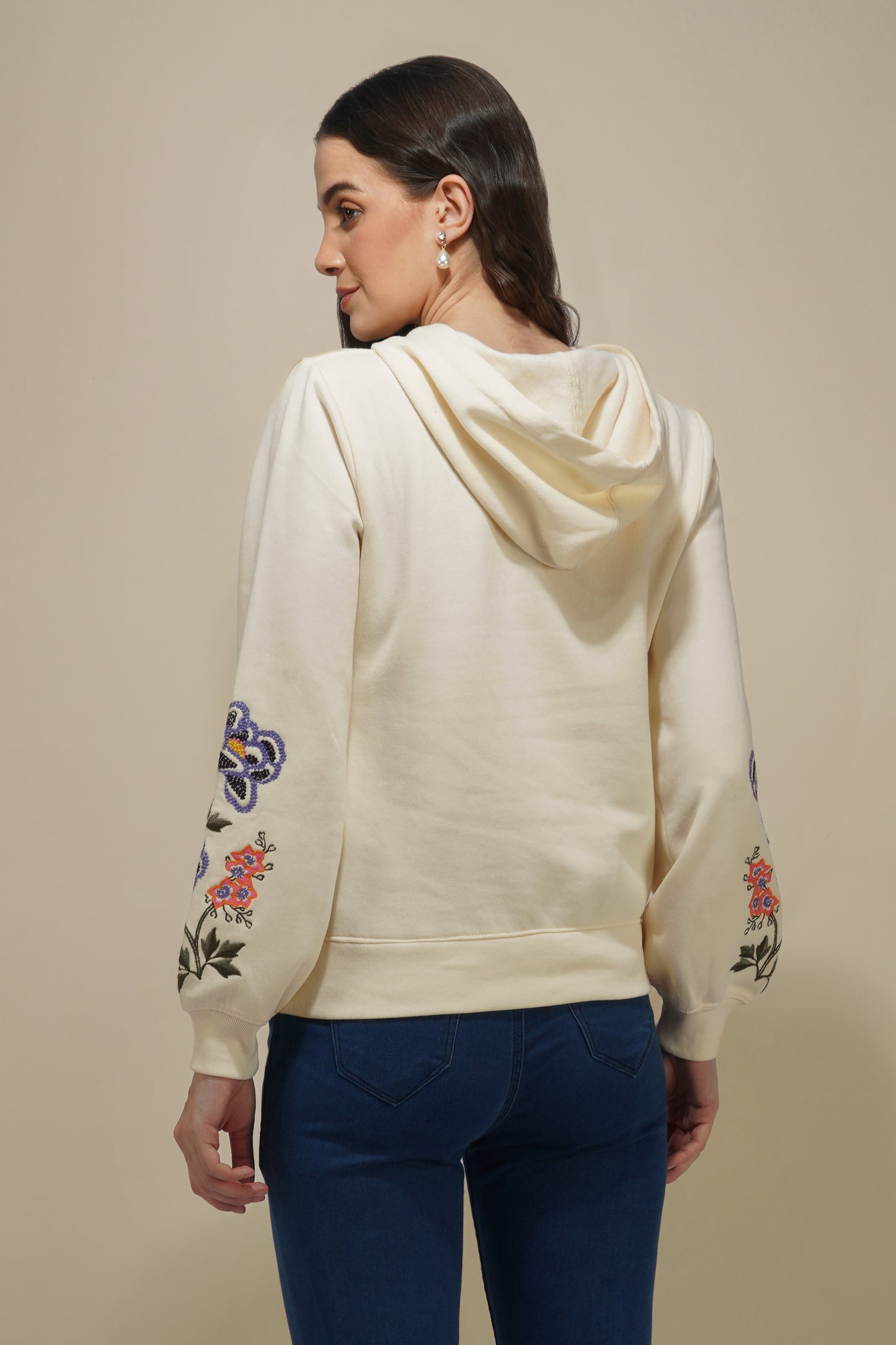 Embroidered Sleeves Hoodie nieshfashion