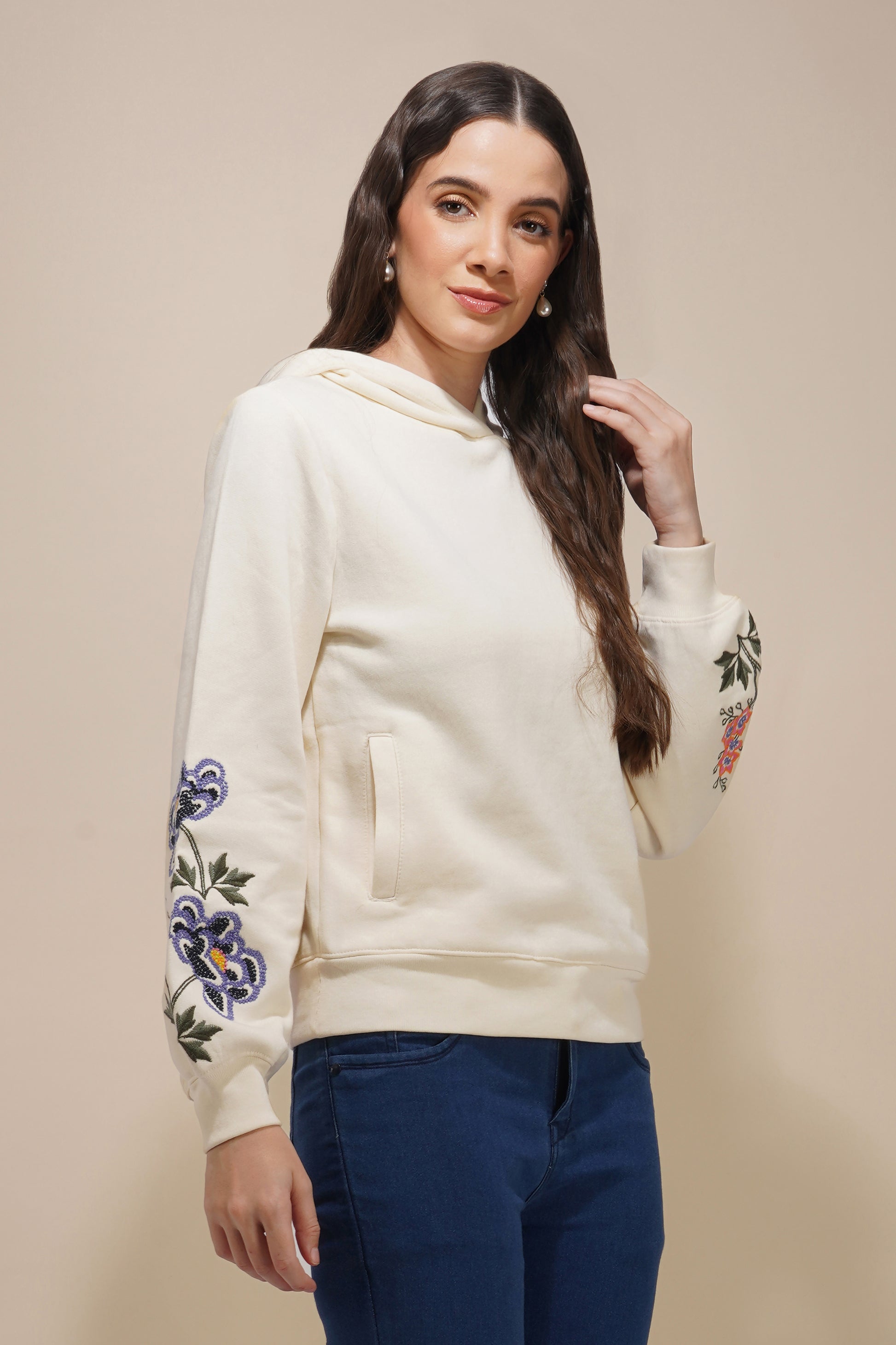 Embroidered Sleeves Hoodie nieshfashion