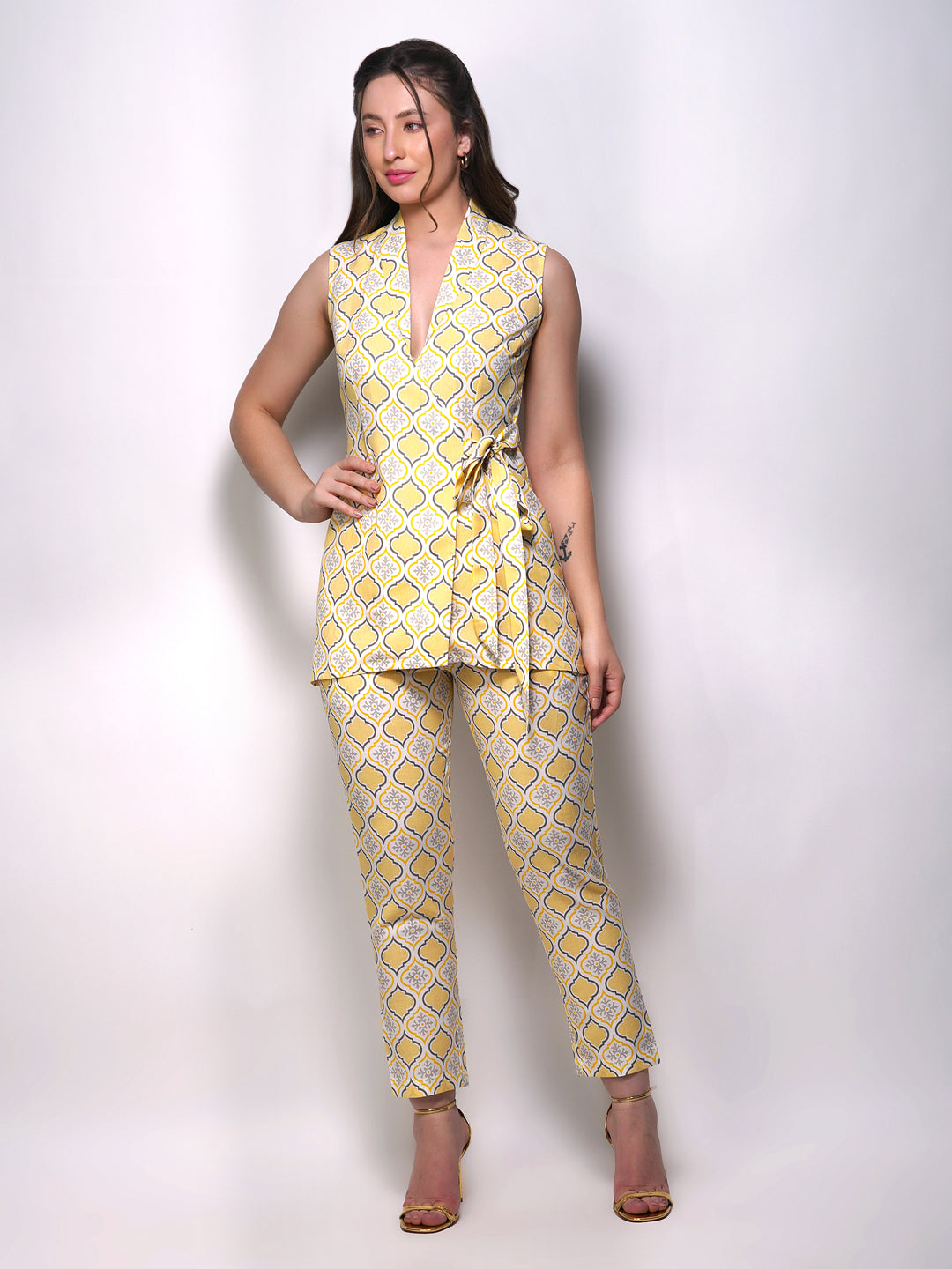 Printed yellow co-ord set