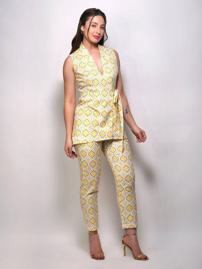 Printed yellow co-ord set