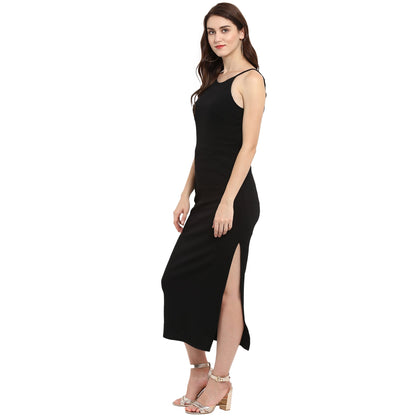 Solid Incut Fitted Midi Dress