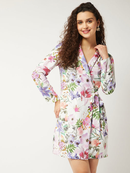 Floral Printed Blazer Dress