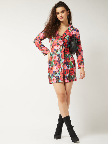 Multicolor Printed Blazer Dress