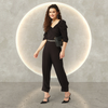 Black Solid Ruffle Sleeves Stylish Jumpsuit