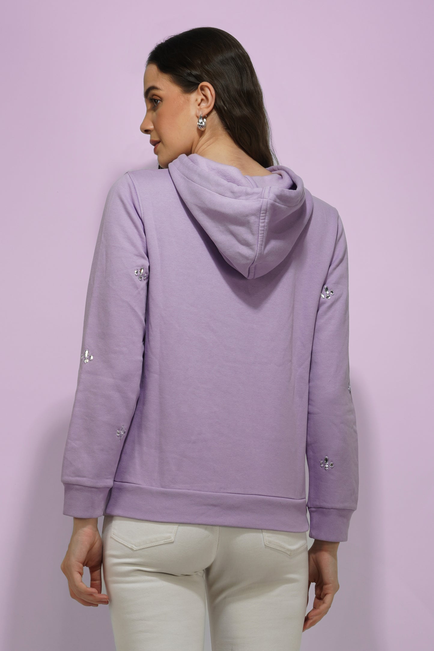 Lilac Hand Embroidered Hoodie nieshfashion