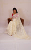 Chickenkari cream colour full jaal work saree