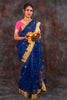 Chanderi pure silk blue saree with zari work