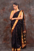 Chanderi black katan silk saree