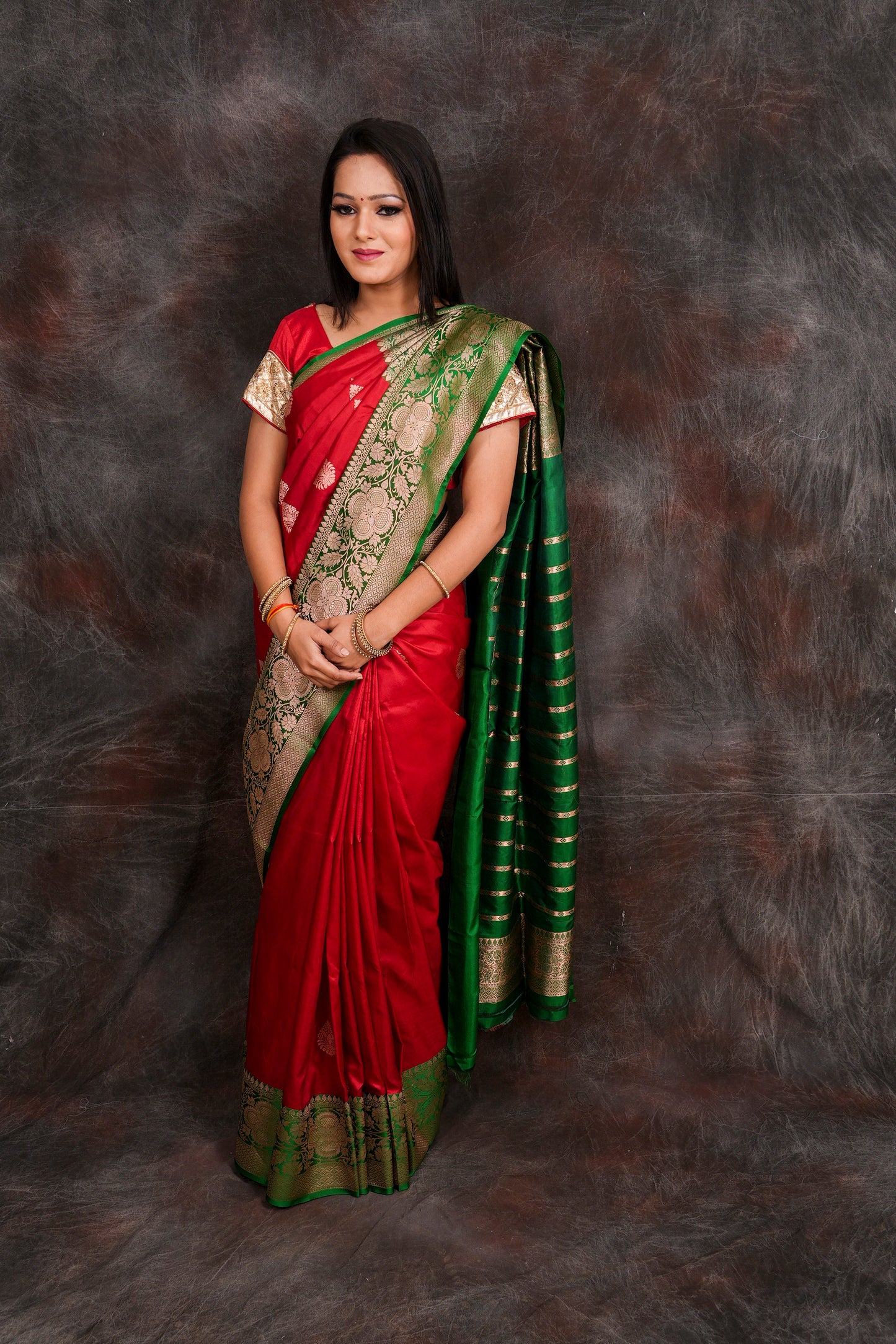 Banarasi red saree nieshfashion