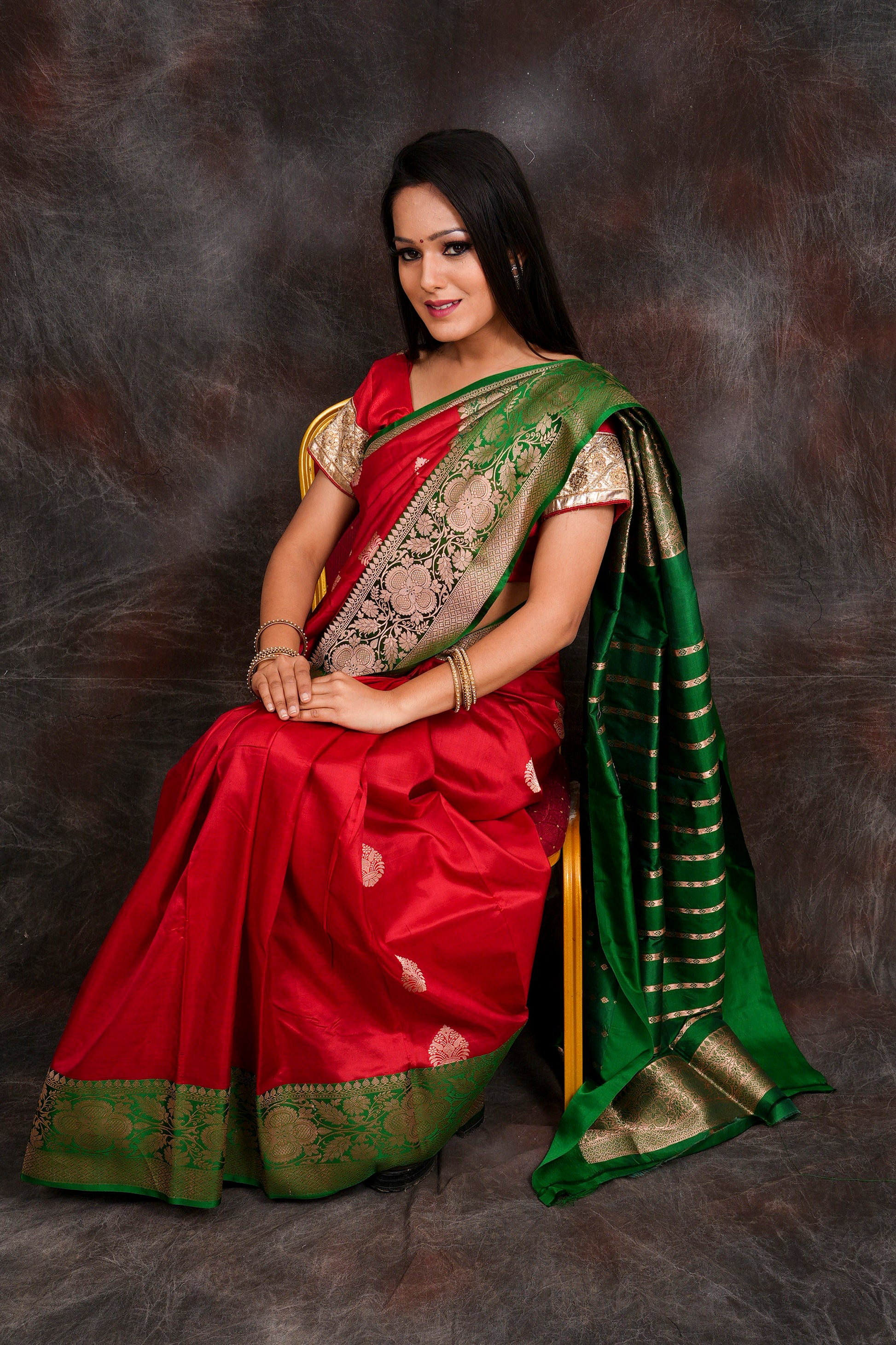 Banarasi red saree nieshfashion