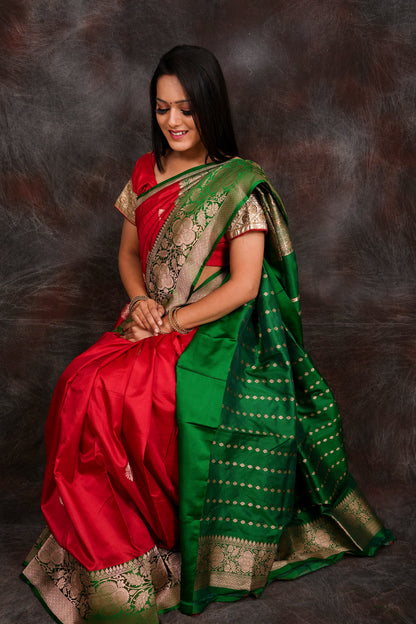 Banarasi red saree nieshfashion