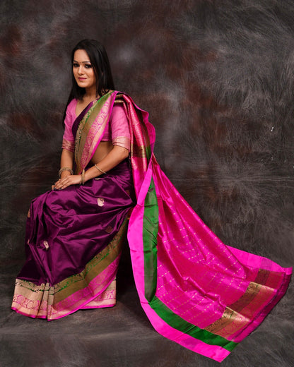 banarasi purple pure silk saree nieshfashion