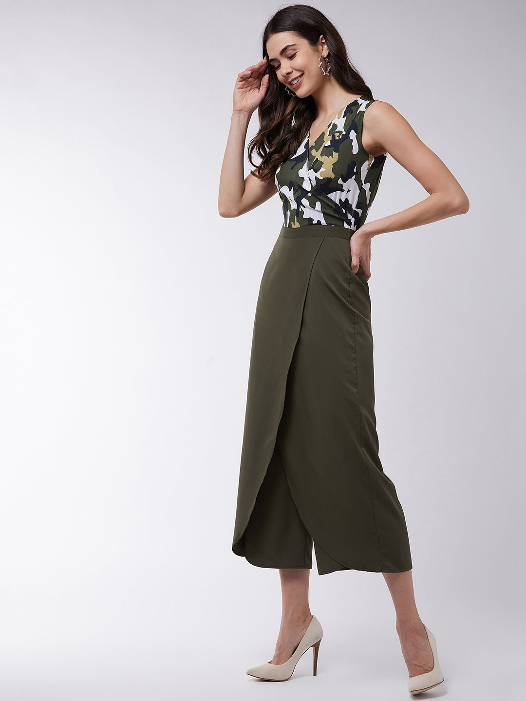 Camouflage Bottom Wrap Jumpsuit