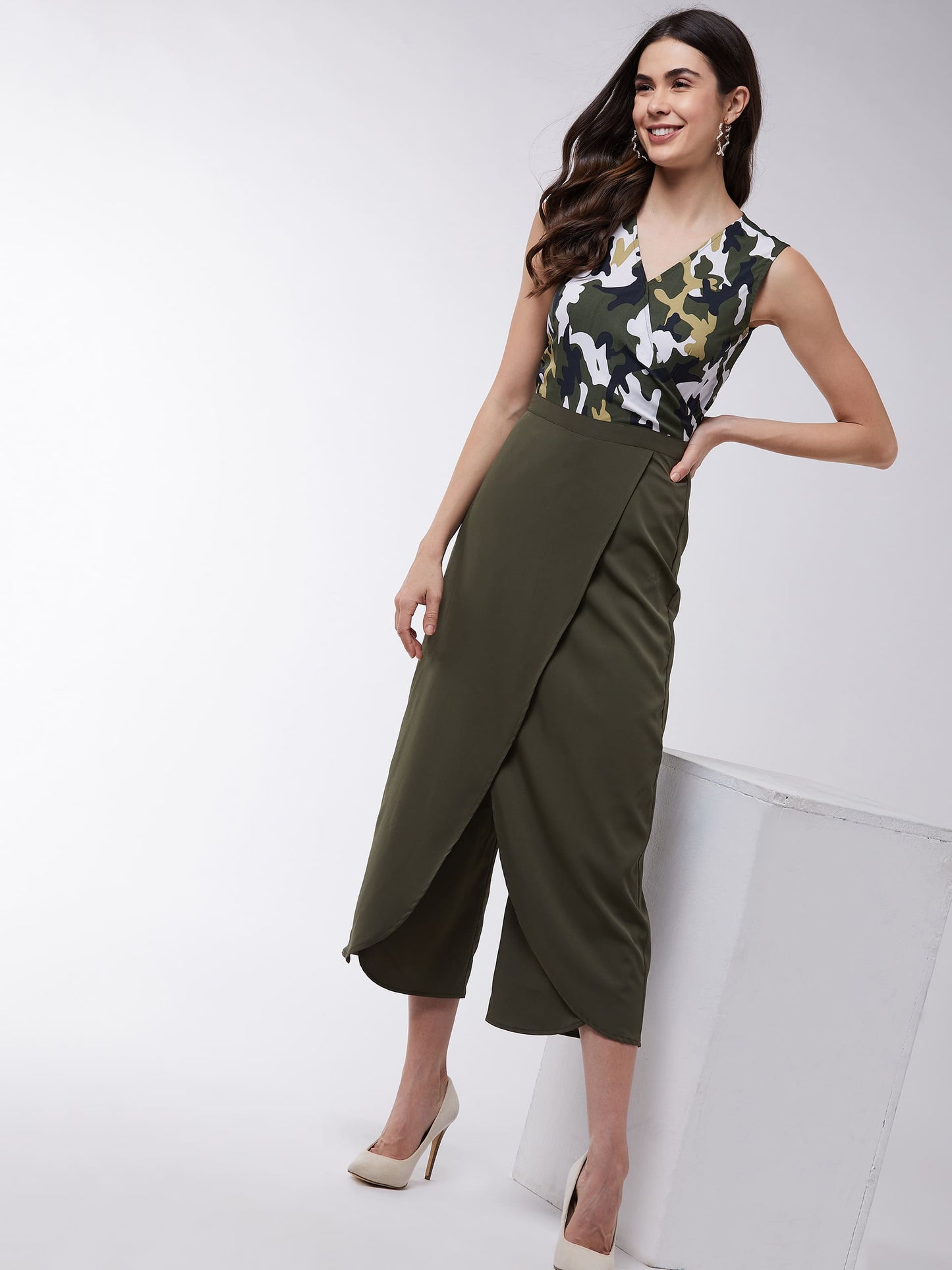 Camouflage Bottom Wrap Jumpsuit