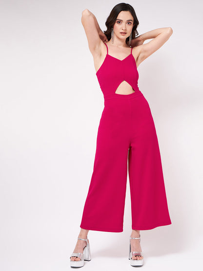 Solid Jumpsuit With Tie-Ups And Cut-Outs