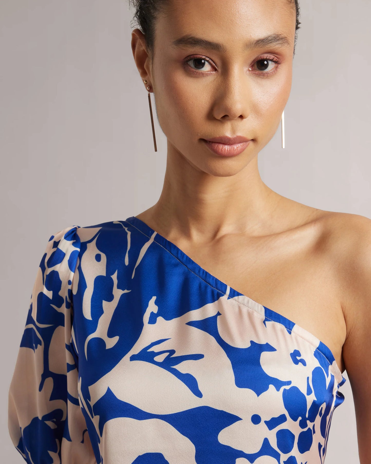 Royal Blue Abstract One-Shoulder A-Line Top