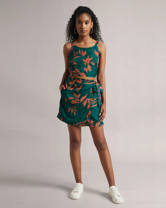 Dark Teal Floral Skort Co-Ord Set