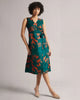 Dark Teal Floral Wrap Midi Dress